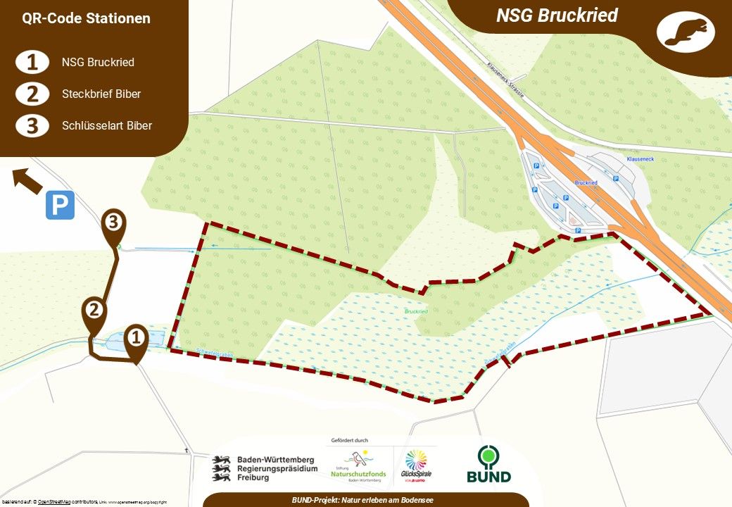 Übersichtskarte Infolehrpfad NSG Bruckried