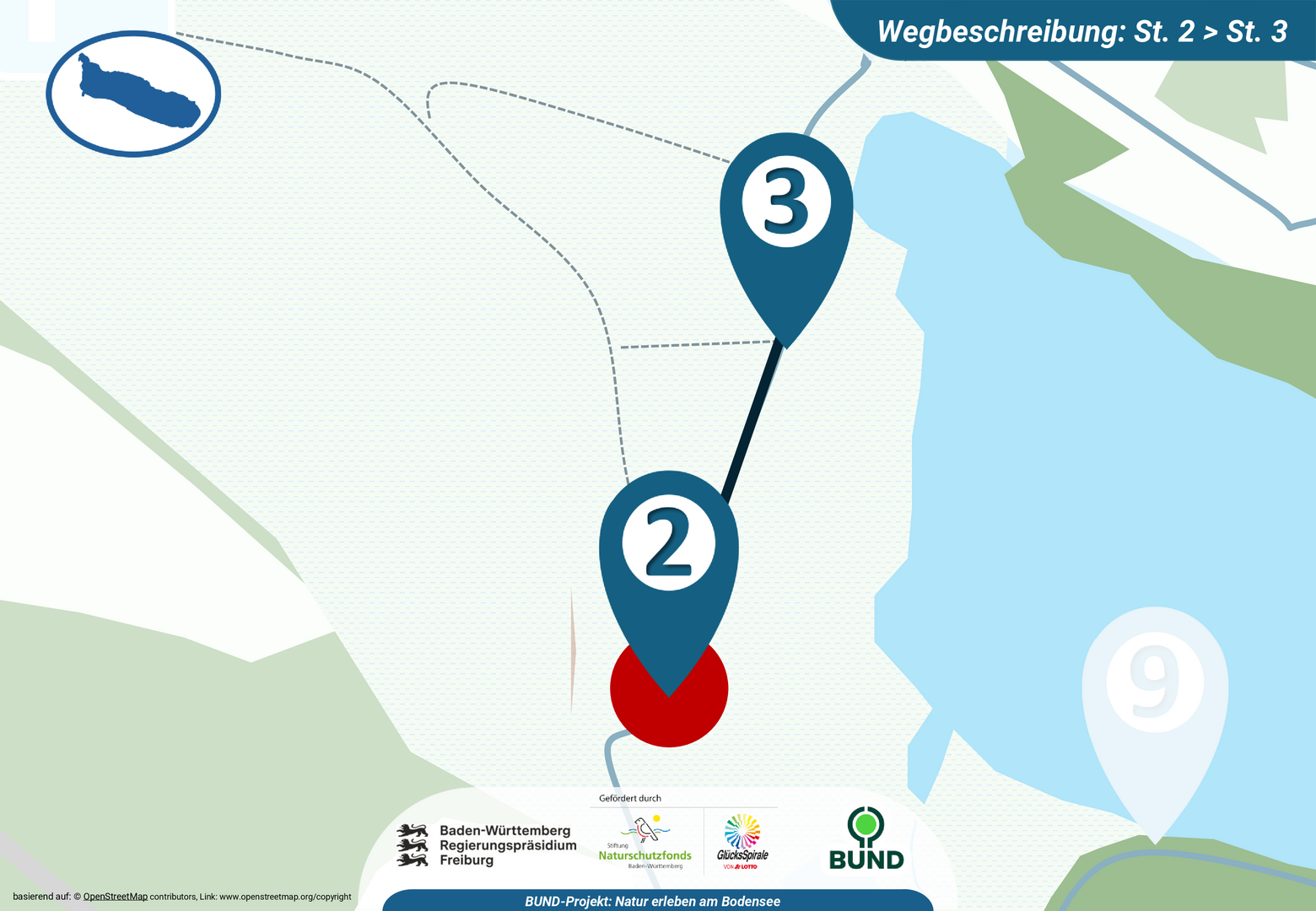 Wegbeschreibung Station 2 zu Station 3