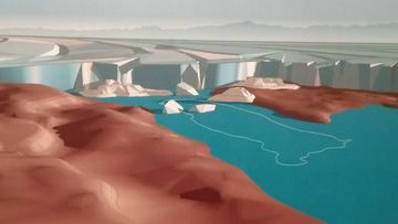 Die Eiszungen hinterließen nach dem Abschmelzen eine Landschaft mit Moränenwällen und kleinen Hügeln sowie mit vielen kleinen und großen Seen | Bild aus der Mindelsee-Ausstellung