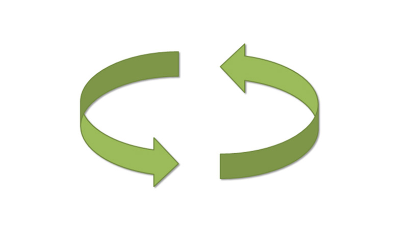 Zwei Grüne Pfeile die sich zu einem Kreis schließen.